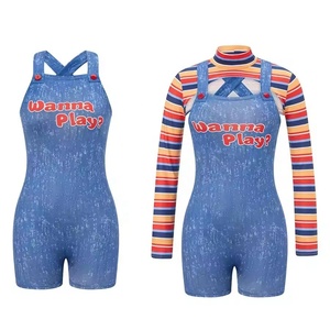 Disfraces <span class=keywords><strong>de</strong></span> Halloween para mujeres Scary Nightmare Killer Doll Wanna Play Movie Character Body <span class=keywords><strong>Chucky</strong></span> Doll Costume Set - Product Image 2