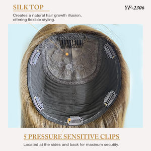 Venta al por Mayor, Listo para Enviar, Topper de Cabello Humano 9x9 con Base de Seda para Mujer, con Clip, Cabello Virgen Europeo 12A, Topper Kosher Judío - Product Image 6