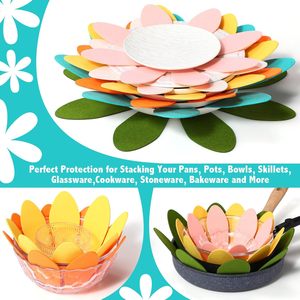 Protections pour casseroles et poêles, lot de 9 pièces (12" 16"), gris, feutre premium, isolation moderne en forme d'étoile, 2 mm d'épaisseur, séparateurs empilables - Product Image 4