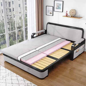 Sofa <span class=keywords><strong>Bed</strong></span> Teleskopik Multifungsi Lipat untuk Ruang Tamu, Set Tempat Tidur <span class=keywords><strong>Single</strong></span> Seksional Kayu Solid - Product Image 2