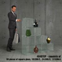 KEWAY Rahmenlose Glas-Würfel-Vitrine Drehbare Laminat-Präsentationsbasis Rotierende Glas-Turm-Vitrinen