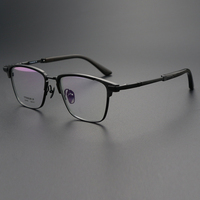 H2430 Vente en gros usine Monture de lunettes pour hommes en corne de buffle naturelle et titane pur, monture intégrale, style professionnel