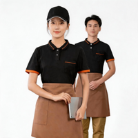 T-shirt personnalisé Touchhealthy en polyester écologique imprimé par transfert thermique pour café-bar, unisexe, avec logo de restaurant, uniforme de polo
