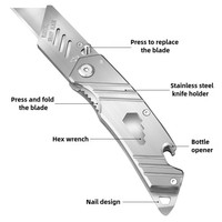 DEWO DW86 Pro couteau utilitaire pliant Portable épaissi tout acier argent étanche porte-couteau antirouille survie en plein air