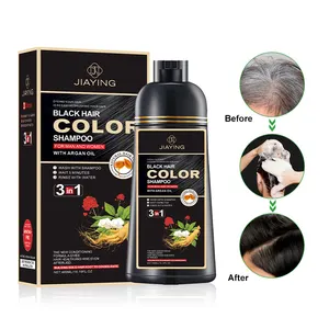 Jiaying Professional Natural Organic 3 In 1 Permanent Black White Coverage Hair Color Dye Cream Shampoo