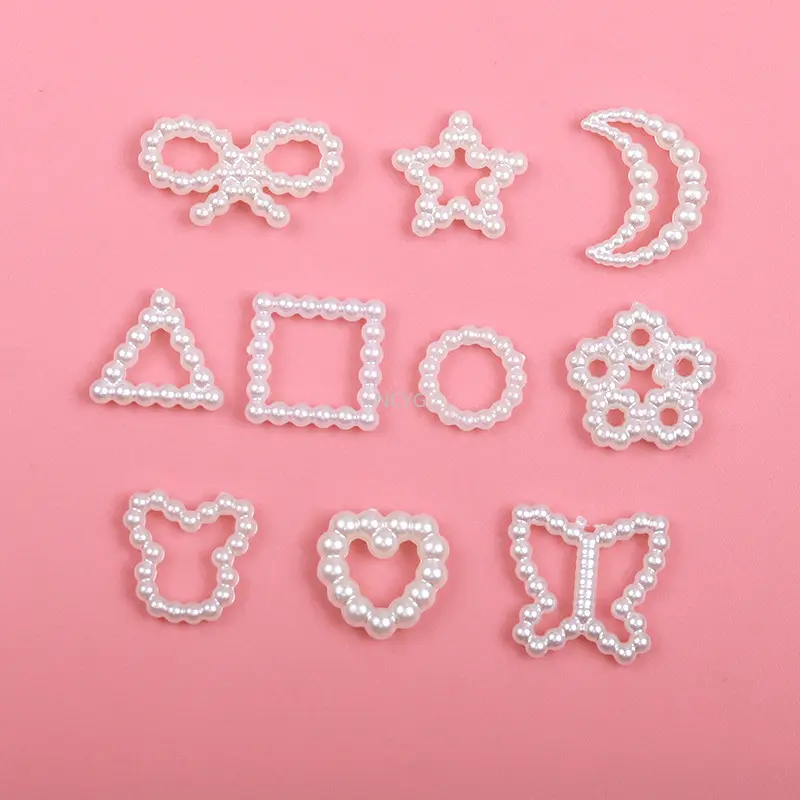 Lot Hollow Pearl Nail Art Decoração Coração Flor Star Bow Design Pérola Beads Nail Charms DIY 3D Manicure Acessórios
