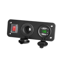 Panneau d'alimentation pour voiture DC 12/24V, chargeur double USB, prise allume-cigare, voltmètre numérique, interrupteur marche/arrêt rouge pour véhicule et marine