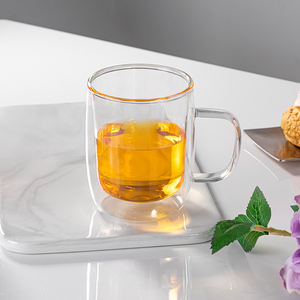 Commercio all'ingrosso chiaro vetro borosilicato impugnatura tè tazza di <span class=keywords><strong>caffè</strong></span> <span class=keywords><strong>Espresso</strong></span> tazza doppia parete tazza di vetro con coperchio di bambù - Product Image 4