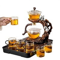 Nouvel ensemble de thé automatique en verre de style panda, design chinois, tasses de luxe, théière magnétique – Idéal pour les amateurs de thé et la préparation de thé au bureau