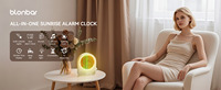 Réveil moderne mini en ABS avec batterie, lumière LED dimmable, double alarme, son naturel, aide au sommeil pour chambre à coucher