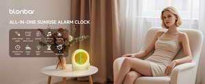 Réveil moderne en ABS avec lumière lunaire LED à intensité variable, double alarme, sons naturels pour l'aide au sommeil nocturne dans la chambre - Product Image 2
