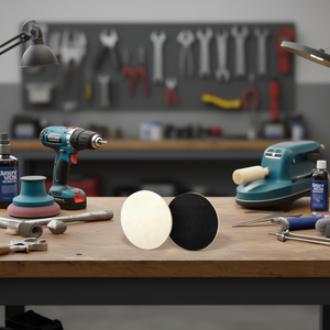 Disque de polissage en feutre Fervi avec velcro, 100 mm, noir et blanc, double face - Product Image 3