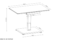 Bureau mobile moderne V-mounts pour télétravail, hauteur réglable, en verre trempé, avec cadre en fer et pieds à ressort à gaz verrouillables