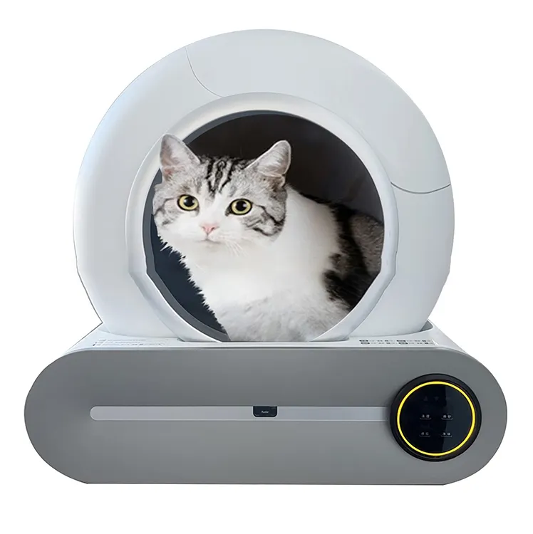 Bac à litière pour chat autonettoyant intelligent Bac à litière en acier inoxydable avec couvercle Bac à litière intelligent pour chat Entrepôt UE