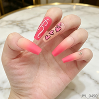 24 faux ongles longs en PMMA, design cercueil, à presser, pour mariée, demoiselle d'honneur, soirée, prêts à poser
