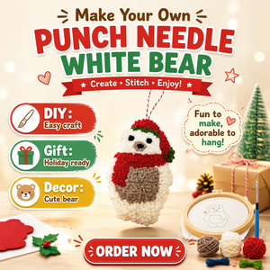 Kit de broderie au poinçon DIY Ours de Noël, jouet éducatif de couture, pendentif brodé festif, fournitures d'artisanat pour cadeau de fêtes <span class=keywords><strong>VOSAN</strong></span> - Product Image 2