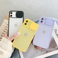 Skin feel frosted mobile phone lens protection 2 in 1 sliding window phone case for iPhone 12 13 mini 11 pro max 6 7 8 plus