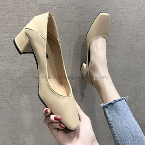 Wholesale Trendy Women's Summer Slip-On High <b>Heels</b> New Design Medium Thick <b>Heels</b> for Beautiful Walking - Product Image 3