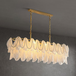 Lustre rectangulaire tout en cuivre à plusieurs têtes LED pour salon, chambre à coucher, salle à manger, décoration de la maison, style moderne et luxueux - Product Image 2