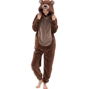 Vendita calda pigiami animali in flanella da <span class=keywords><strong>donna</strong></span> con stampa orso pigiami in <span class=keywords><strong>peluche</strong></span> con un ordine minimo di 3 pezzi - Product Image 1