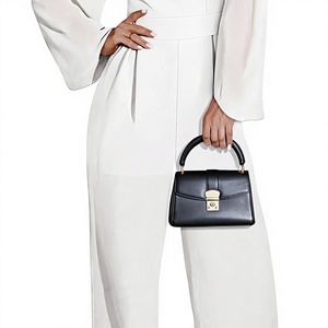 Elegant Women's White High Waist V-neck Jumpsuit <b>Spaghetti</b> Strap <b>Long</b>-Sleeved Patchwork Skinny Fit Knee Casual Solid Spring - Product Image 2