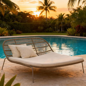 كرسي استلقاء مزدوج للحمامات الشمسية بتصميم نورديك منسوج بالحبال، كرسي استرخاء فاخر مخصص - Product Image 2