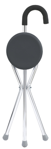 Trépied pliable en aluminium antirouille, tabouret canne gris, siège rond en plastique, poignée en mousse antidérapante - Product Image 3