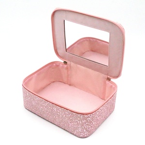 <span class=keywords><strong>Beauty</strong></span> <span class=keywords><strong>Case</strong></span> Rosa Glitterato con Specchio, Regalo per Spose, Borsa Organizer per Trucchi, Grande Capacità, Borse Cosmetiche da Viaggio per Donne - Product Image 1