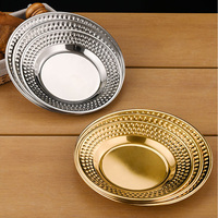 Assiettes et plats coréens en acier inoxydable à motif martelé pour collations, barbecue, pâtes, desserts
