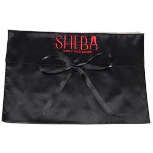 Luxury Soft Black Satin Scarf Clothing Underwear Pouch Satin Bags with logo Custom Embroidery logo Satin <b>Envelope</b> Bag - Product Image 4