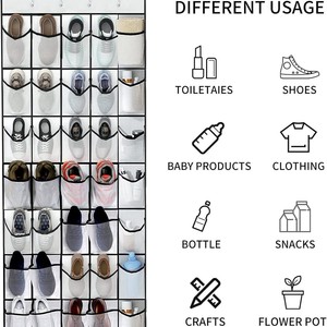 Organizador de Zapatos Colgante de Puerta con 40 Compartimentos de Tela No Tejida y Ganchos para Dormitorio, Diseño que Ahorra Espacio - Product Image 3