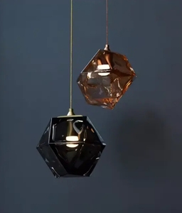 Iluminación Hotel Mesita de noche Lámpara colgante de cristal de color decorativo Luz colgante de cristal de oro rosa - Product Image 2