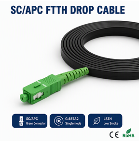 Cable de Fibra Óptica Monomodo Simplex SC SC G657A2 de 1M, Negro, LSZH, FTTH, para Exteriores, Autoportante, Personalizable - Product Image 1