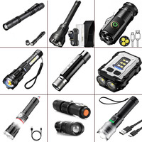 Lampe torche LED tactique portable rechargeable 3W en alliage d'aluminium IP65, 450 lumens, 5000K lumière du jour, zoomable pour le vélo et le camping