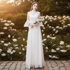 Nuovo Modello 2026 Abito da <span class=keywords><strong>Sposa</strong></span> a Maniche Lunghe da Donna Stile Francese <span class=keywords><strong>Vintage</strong></span> Petite per Viaggi Fotografici e Accoglienza Ospiti - Product Image 1
