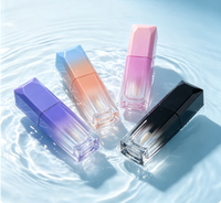 Tube de brillant à lèvres vide en gros, dégradé multicolore, 5 ml, rose/noir/blanc/bleu, emballage cosmétique personnalisé avec logo