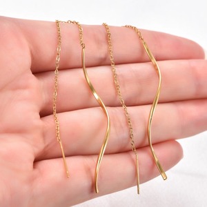 Boucles d'oreilles pendantes é<span class=keywords><strong>l</strong></span>égantes en acier inoxydable avec longues pampilles pour femmes, couleur or, accessoires <span class=keywords><strong>de</strong></span> bijoux en métal pour <span class=keywords><strong>piercing</strong></span> d'<span class=keywords><strong>oreille</strong></span> - Product Image 4