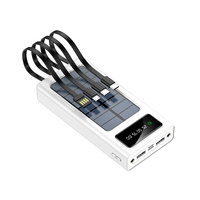 Alimentation solaire grande capacité 20000mah 4 câbles Type C USB charge de téléphone portable