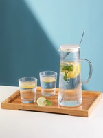 Carafe pichet à eau en verre avec couvercle, Carafe à eau résistante à la chaleur pour eau chaude/froide, thé glacé et boisson au jus