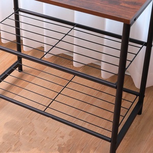 Perchero con banco para zapatos, banco de entrada con almacenamiento de calzado, 3 en 1, estructura de acero, marrón rústico y negro - Product Image 3