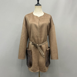 O <span class=keywords><strong>collo</strong></span> vera <span class=keywords><strong>pelliccia</strong></span> di visone tasche in lana Cashmere cappotti di lana di lusso <span class=keywords><strong>per</strong></span> le donne cappotti di lana <span class=keywords><strong>per</strong></span> l'inverno - Product Image 3