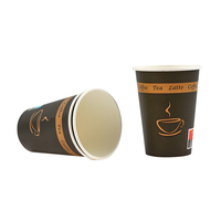 Gobelets à café jetables biodégradables à paroi simple avec logo personnalisé et différents designs