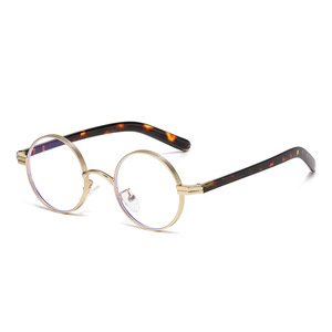 Jamie 9022 Round Metal Eyeglasses Frames Full Frame Unisex Black Acetate Lens - Product Image 1