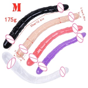 Guangzhou billigste doppelseitige Dildos 43 cm superlanges Tpe 17-Zoll schwarzer doppelköpfiger Dildo klar transparent - Product Image 1