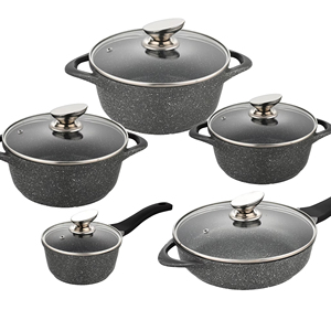 Gran oferta, cazuelas con revestimiento de piedra de granito antiadherente, cacerola, sartén Wok, ollas de cocina, juego de utensilios de cocina de aluminio fundido a presión - Product Image 1