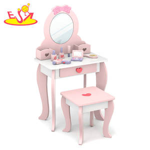 Princess <strong>Vanity</strong> <strong>Table</strong> Set with LED Lights and Mirror - Pretend Play Makeup Toy with Cosmetic Accessories for Girls W08H223 - Product Image 1