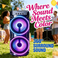 Boîte de karaoké portable professionnelle pour fêtes, avec haut-parleur, microphone, caisson de basses, lumières LED, corps en plastique, idéale pour les anniversaires