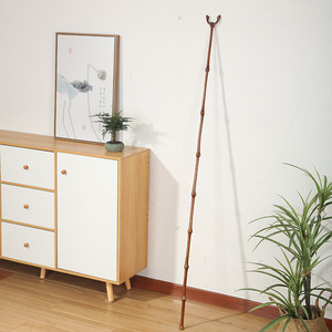 Chinese Style Bamboo <b>Clothes</b> <b>Rack</b> Standing Type Lacquered Maroon Entryway Clothing Organizer - Product Image 1