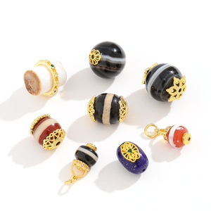 Nantong Chinese Style Agate Crystal Oval <b>Spacer</b> Beads Alloy Pendant For Bracelet Making DIY Jewelry Accessories - Product Image 5