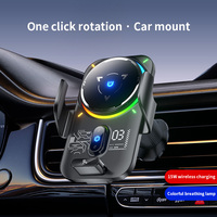 Chargeur de voiture sans fil magnétique flexible 15W, support de charge rapide universel avec lumière colorée, support de téléphone pour grille d'aération et tableau de bord